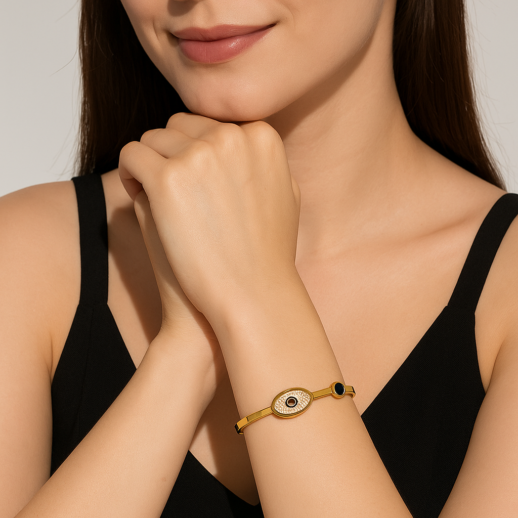 Rose Gold Evil Eye Charm Bracelet | Anti Tarnish | Stainless Steel