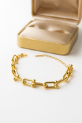 Gold Geometric Link Chain Bracelet | Anti Tarnish | Stainless Steel