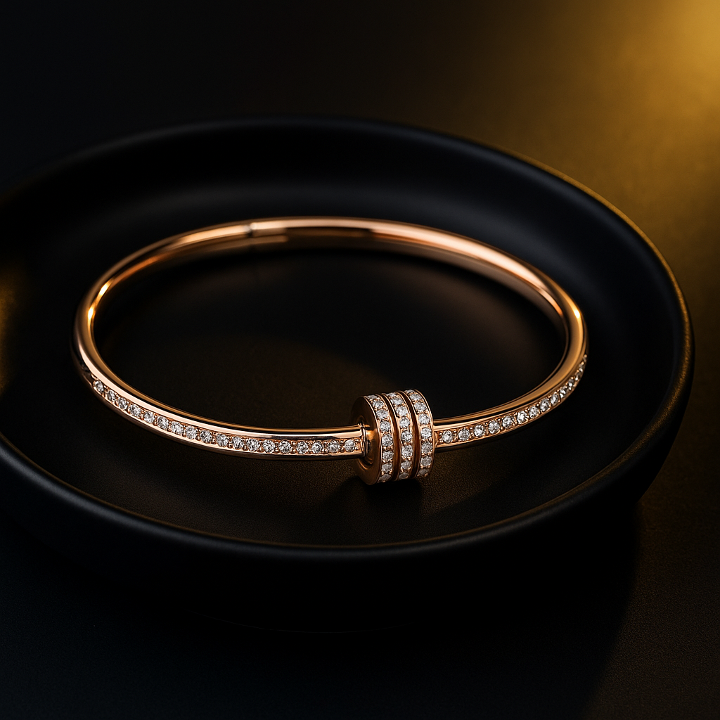 Rose Gold Crystal Bangle Bracelet for Women | Anti Tarnish | Stainless Steel