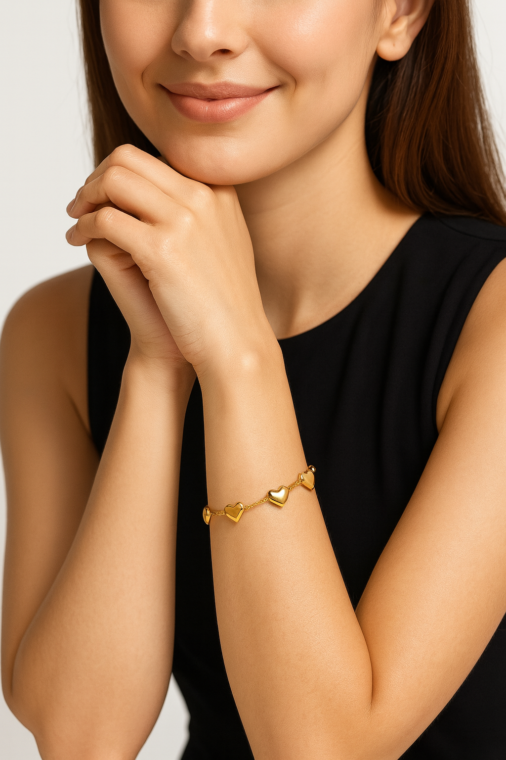 Gold Heart Charm Bracelet for Women | Anti Tarnish | Stainless Steel