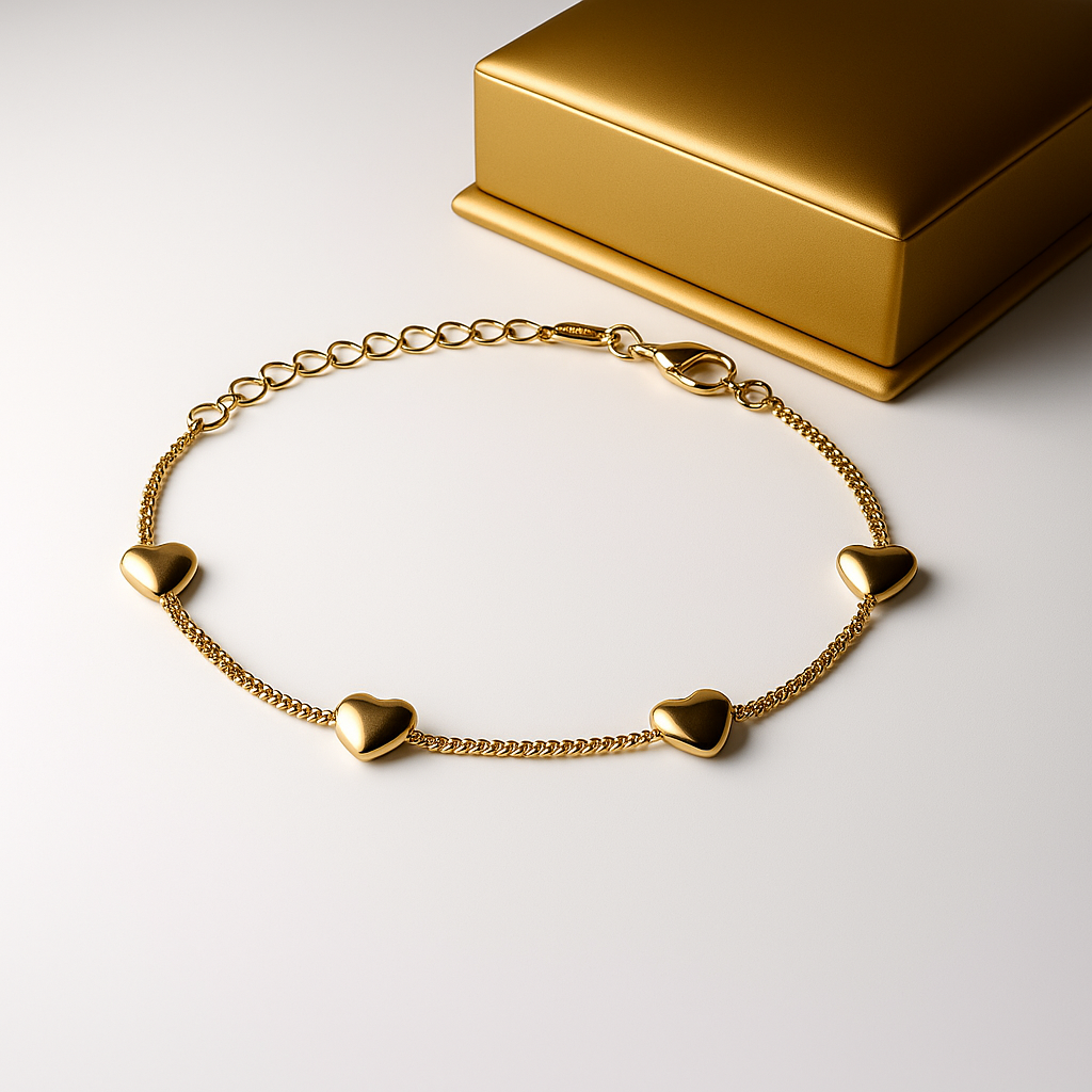 Gold Heart Charm Bracelet for Women | Anti Tarnish | Stainless Steel