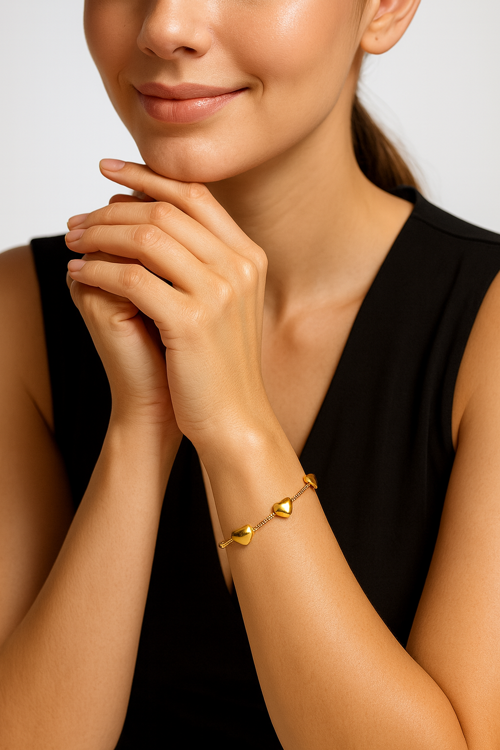 Gold Heart Charm Bracelet for Women | Anti Tarnish | Stainless Steel