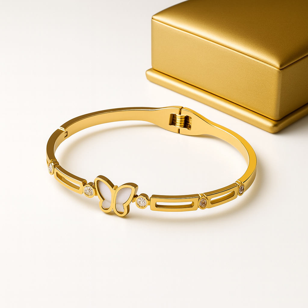 Elegant Butterfly Bracelet with Crystals for Women | Anti Tarnish | Stainless Steel
