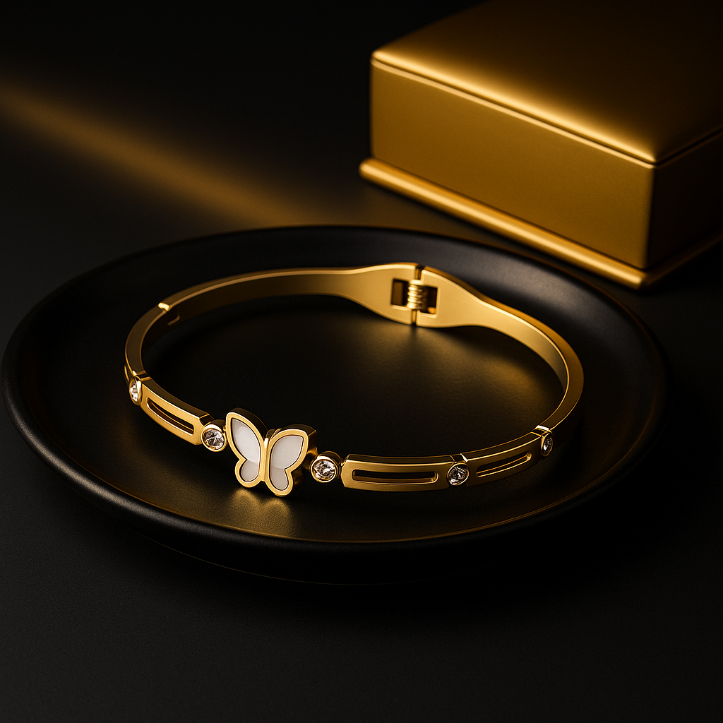 Elegant Butterfly Bracelet with Crystals for Women | Anti Tarnish | Stainless Steel