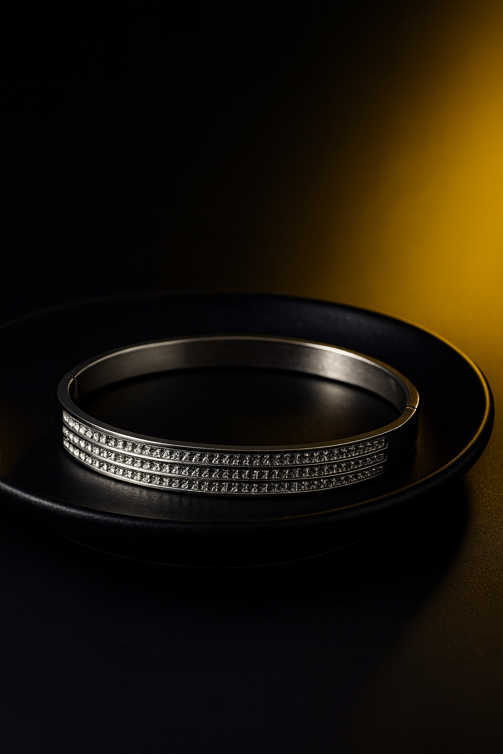 Silver-Tone Crystal Bangle Bracelet for Women | Anti Tarnish | Stainless Steel