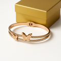 Rose Gold Butterfly Bangle Bracelet with Crystals | Anti Tarnish | Stainless Steel