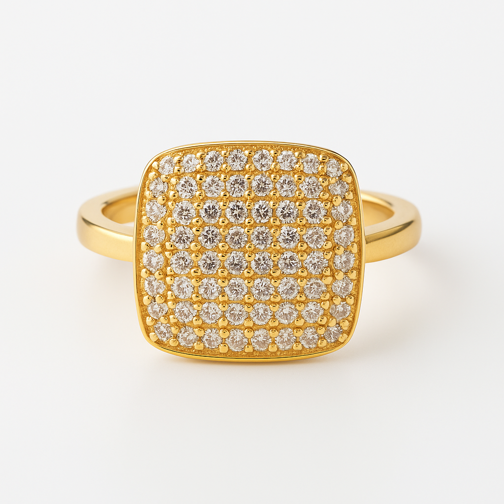 Golden Luxe Square Crystal Ring for Women - Non adjustable