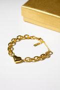 Gold Heart Charm Link Bracelet | Anti Tarnish | Stainless Steel