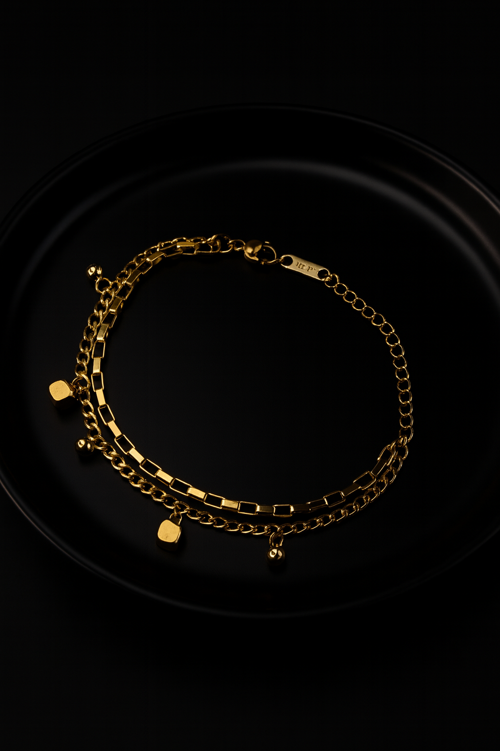 Gold Multi-Layer Charm Bracelet with Geometric Accents | Anti Tarnish | Stainless Steel