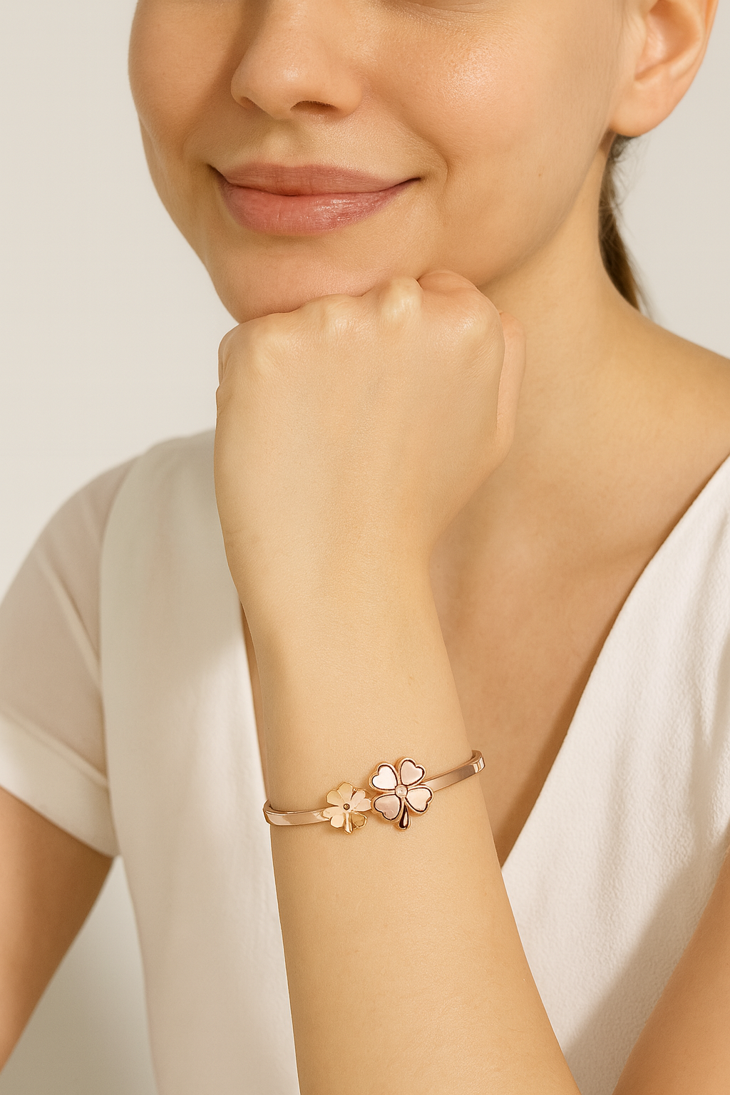 Rose Gold Clover Charm Bracelet | Anti Tarnish | Stainless Steel