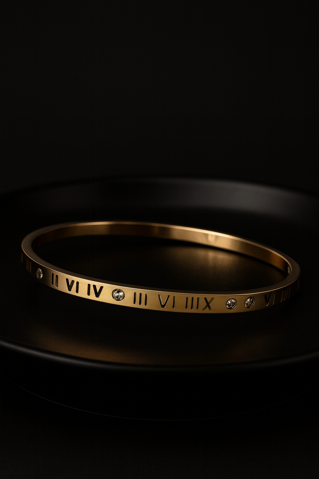 Gold Roman Numeral Bracelet with Crystals | Anti Tarnish | Stainless Steel