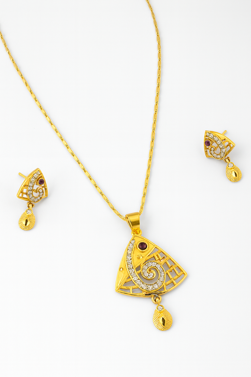 Designer Gold Plated Pendant Necklace & Earrings Set | Traditional Ethnic Jewelry