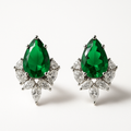 Emerald Green Pear-Cut Stud Earrings with Crystal Accents | Anti Tarnish | Stainless Steel