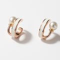 Rose Gold Pearl & Enamel Hoop Earrings | Korean Designer Jewellery