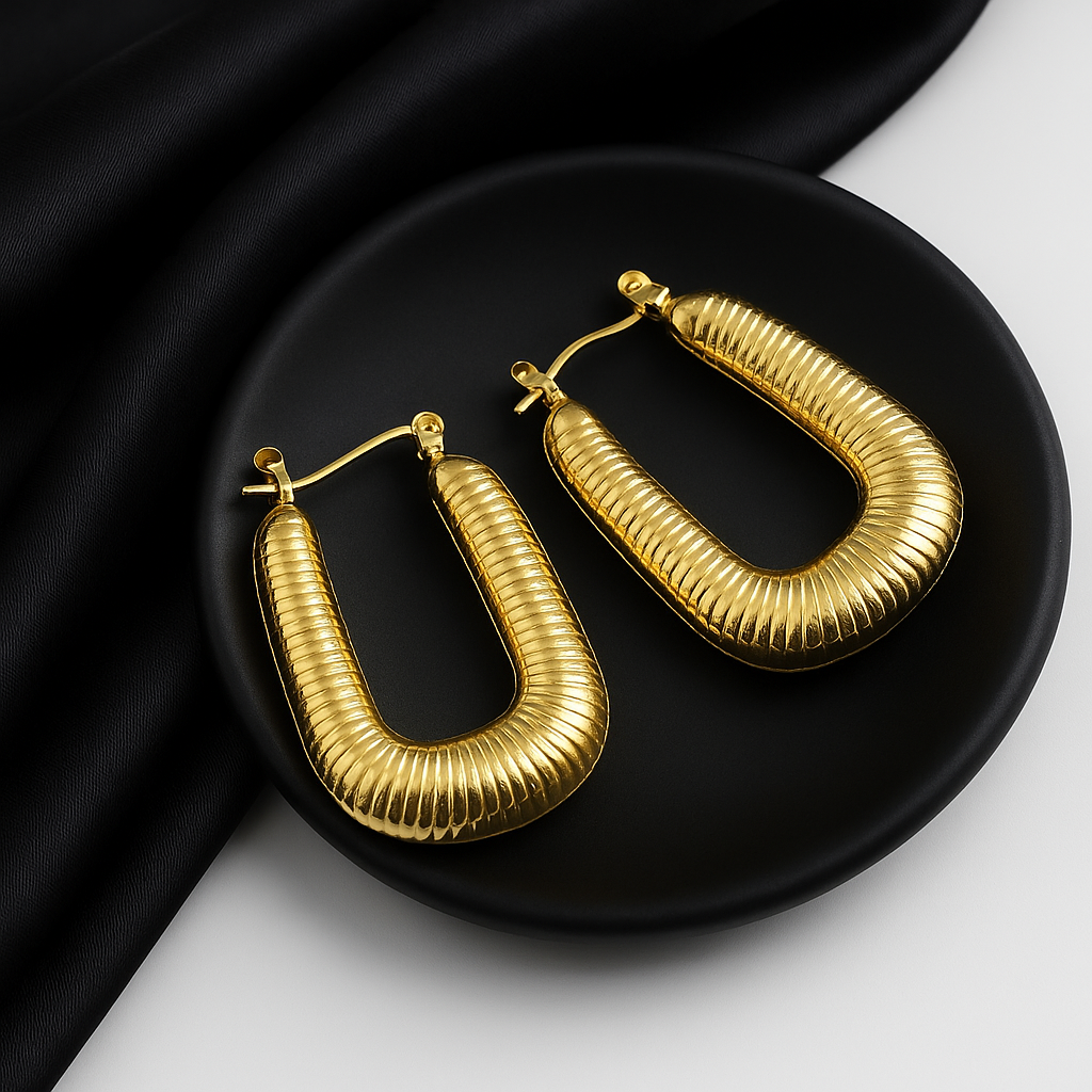 Bold Textured Gold Hoop Earrings | Anti Tarnish | Stainless Steel