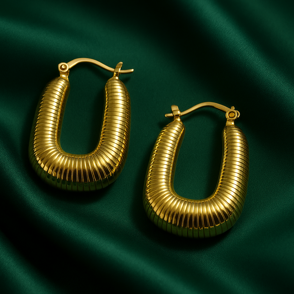 Bold Textured Gold Hoop Earrings | Anti Tarnish | Stainless Steel