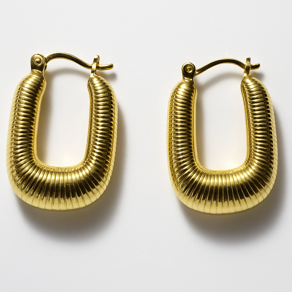 Bold Textured Gold Hoop Earrings | Anti Tarnish | Stainless Steel