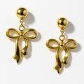 Golden Bow Drop Earrings | Anti Tarnish | Stainless Steel