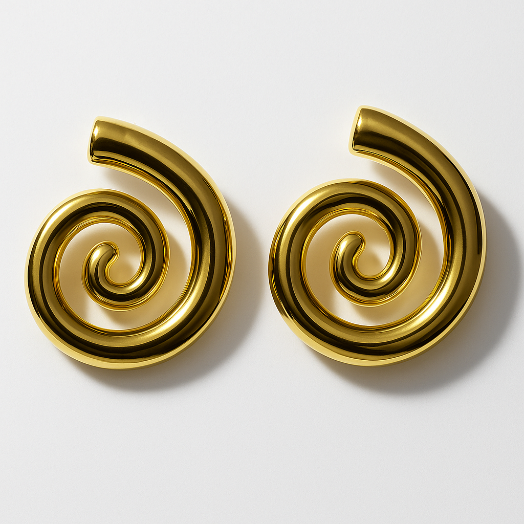Golden Spiral Statement Earrings | Anti Tarnish | Stainless Steel