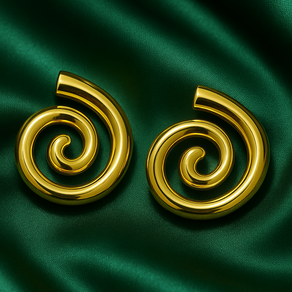 Golden Spiral Statement Earrings | Anti Tarnish | Stainless Steel