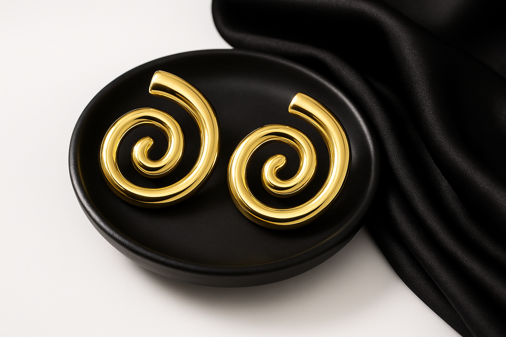 Golden Spiral Statement Earrings | Anti Tarnish | Stainless Steel
