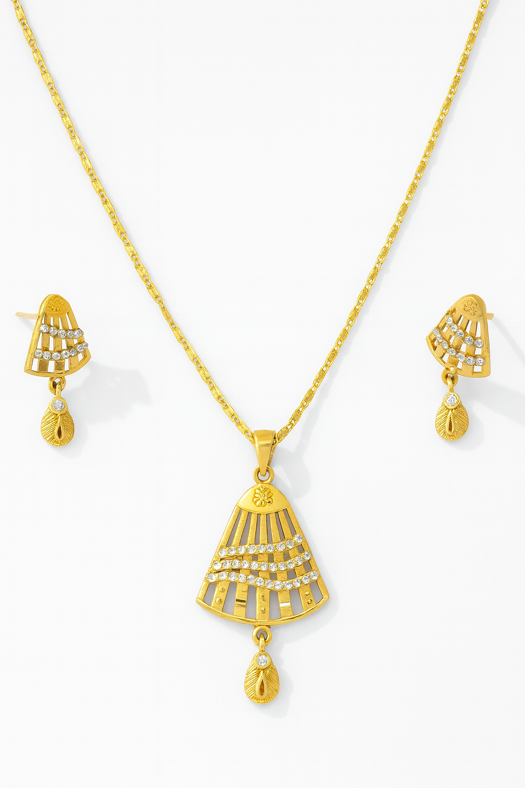 Elegant Gold Plated Pendant Necklace & Earrings Set | Traditional Ethnic Jewelry