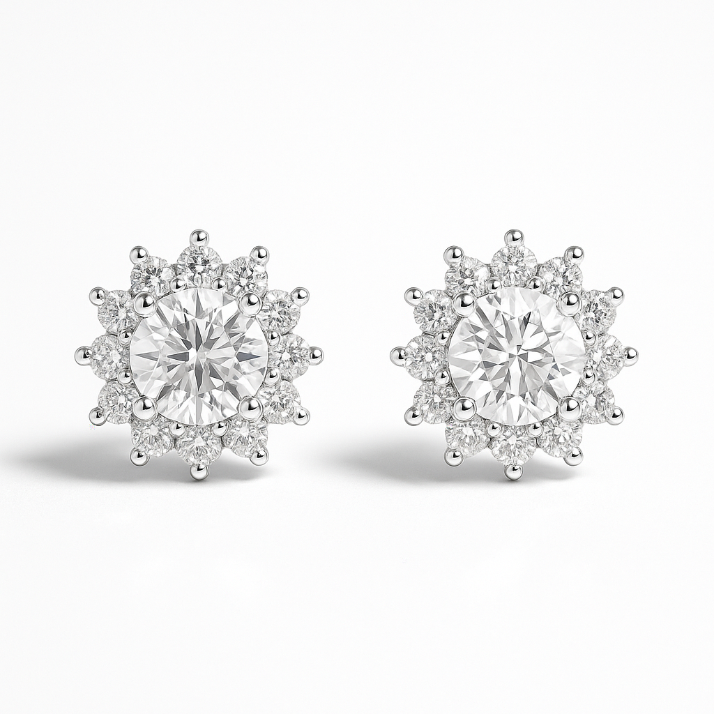 Brilliant Halo Stud Earrings | Anti Tarnish | Stainless Steel