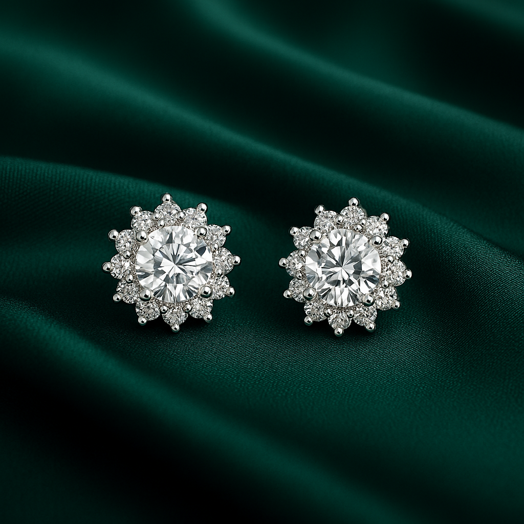 Brilliant Halo Stud Earrings | Anti Tarnish | Stainless Steel