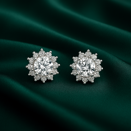 Brilliant Halo Stud Earrings | Anti Tarnish | Stainless Steel