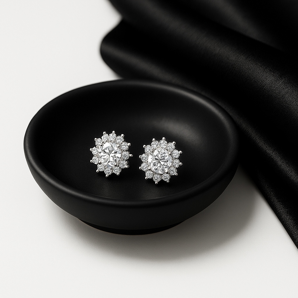 Brilliant Halo Stud Earrings | Anti Tarnish | Stainless Steel