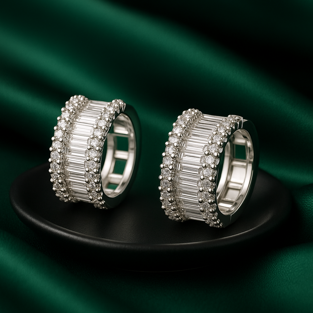 Crystal Baguette Hoop Earrings | Anti Tarnish | Stainless Steel