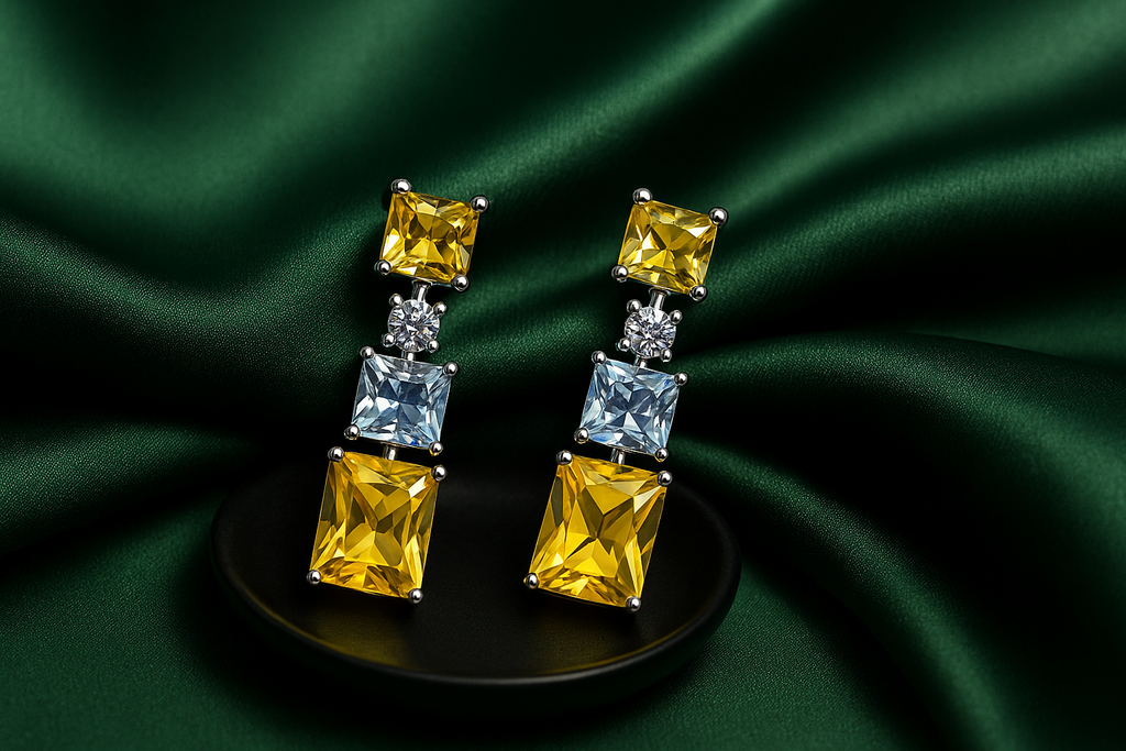 Multi-Color Geometric Drop Earrings | Anti Tarnish | Stainless Steel