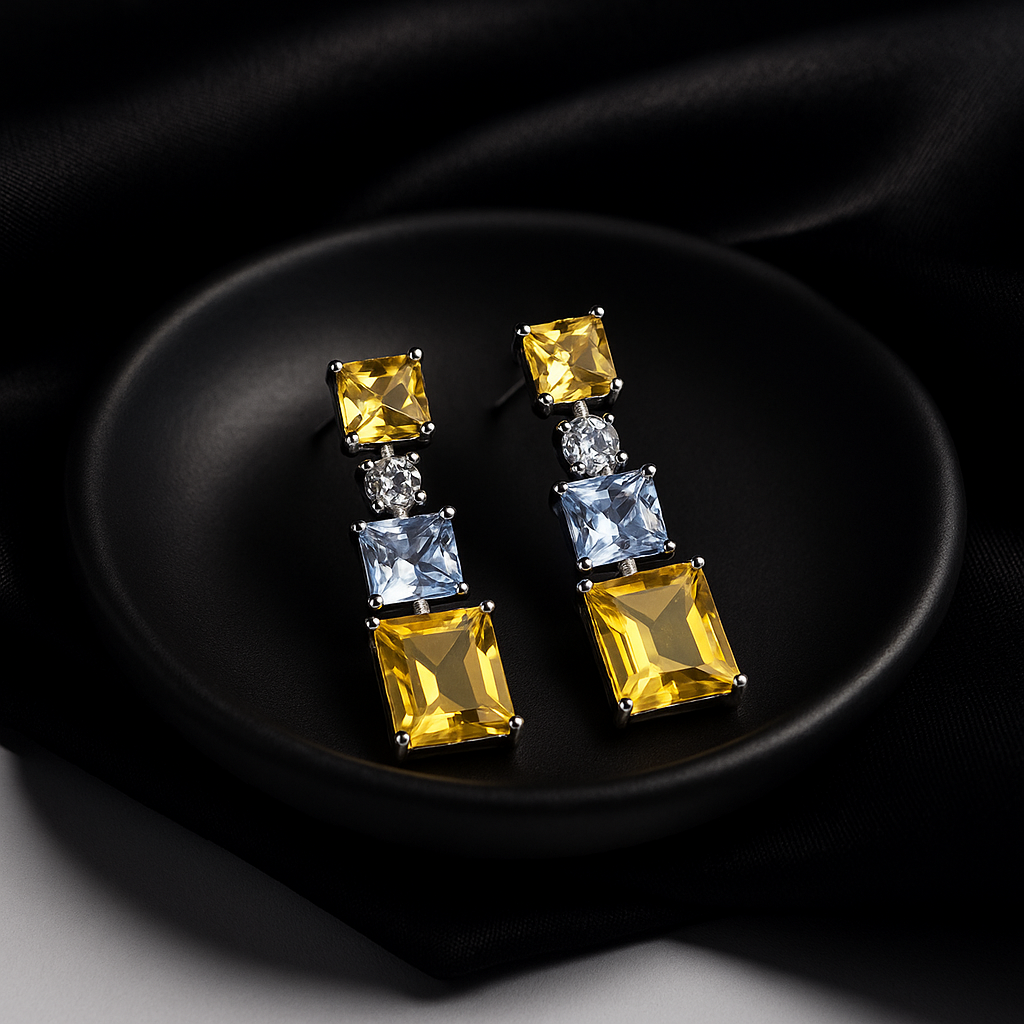 Multi-Color Geometric Drop Earrings | Anti Tarnish | Stainless Steel