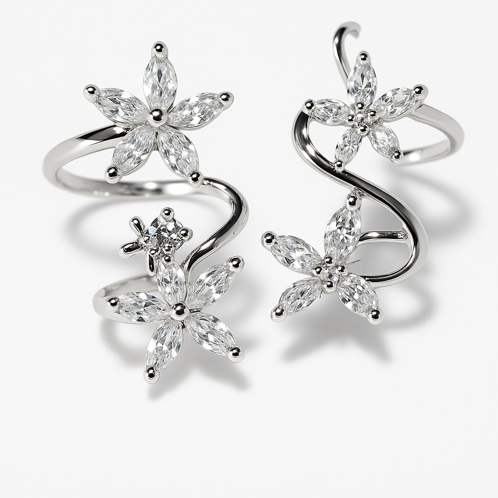 Floral Crystal Swirl Statement Earrings | Anti Tarnish | Stainless Steel