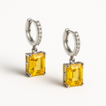 Yellow Emerald Cut Drop Earrings | Anti Tarnish | Stainless Steel