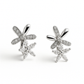 Silver Floral Crystal Stud Earrings | Anti Tarnish | Stainless Steel