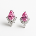 Pink Teardrop Crystal Stud Earrings with White Accents | Anti Tarnish | Stainless Steel