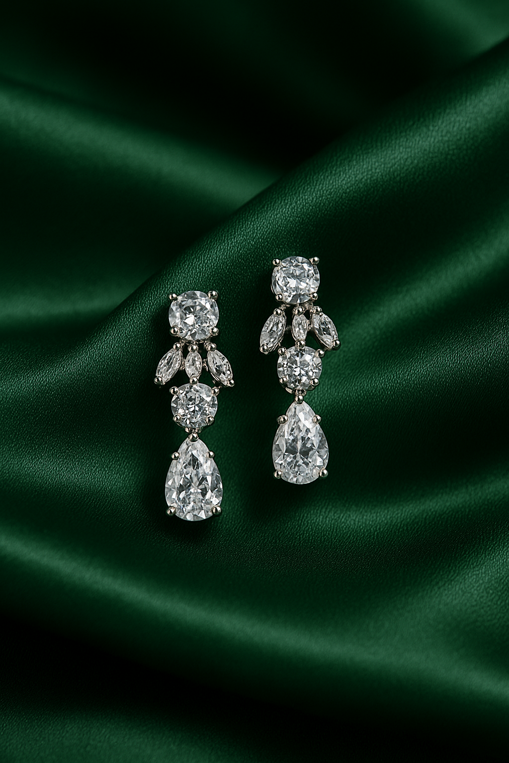 Elegant Teardrop & Round Crystal Drop Earrings | Anti Tarnish | Stainless Steel