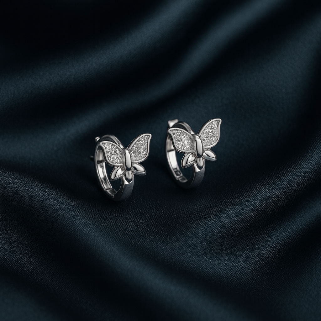 Sparkling Butterfly Huggie Earrings | Korean Designer Jewellery