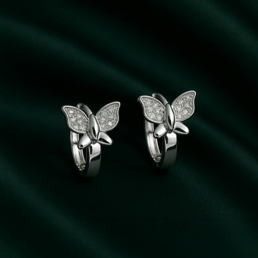 Sparkling Butterfly Huggie Earrings | Korean Designer Jewellery