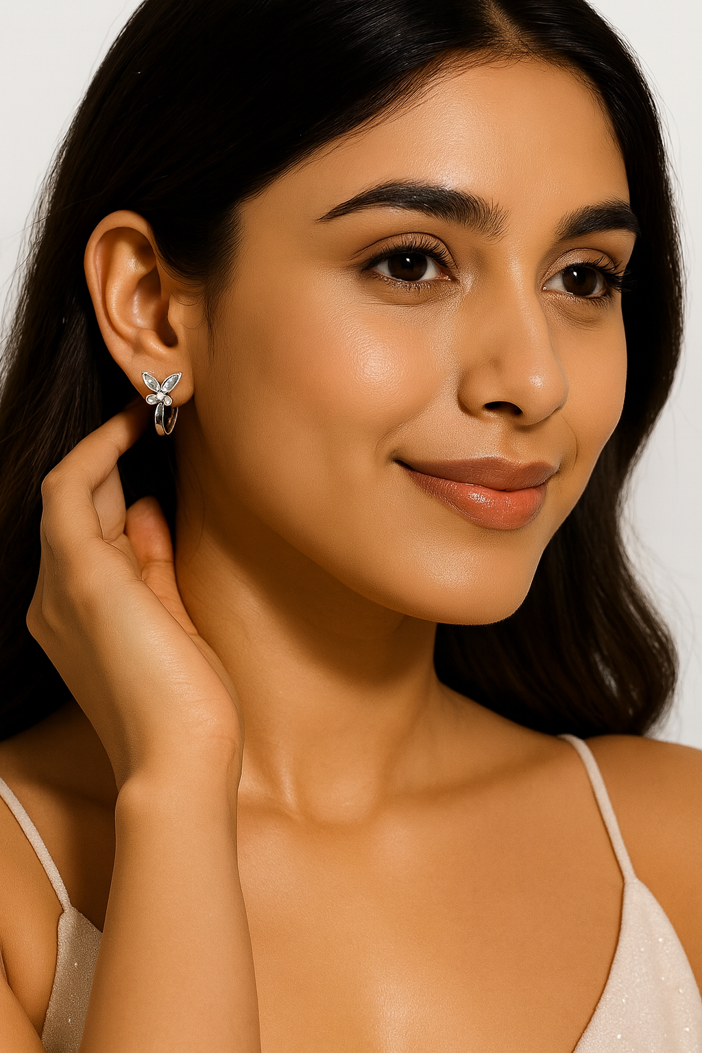 Sparkling Butterfly Huggie Earrings | Korean Designer Jewellery