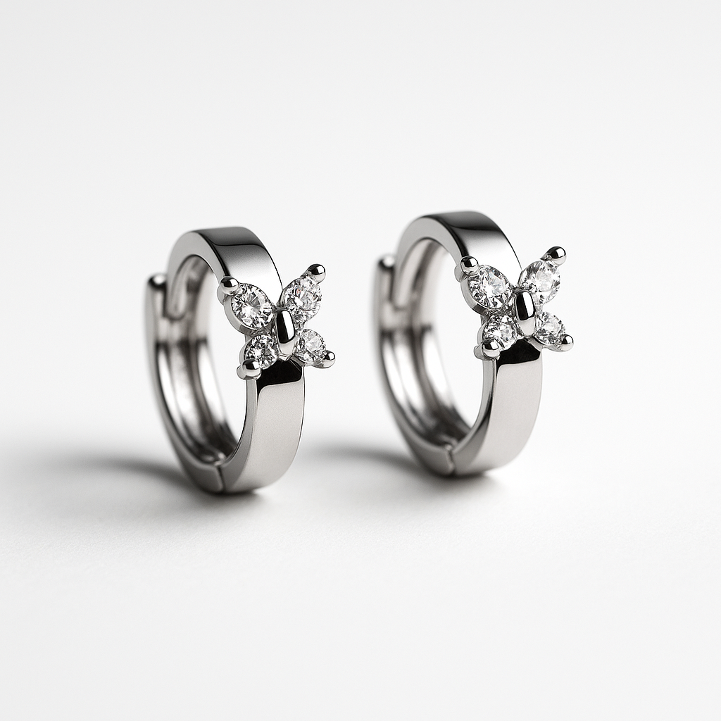 Butterfly Crystal Huggie Earrings | Korean Designer Jewellery