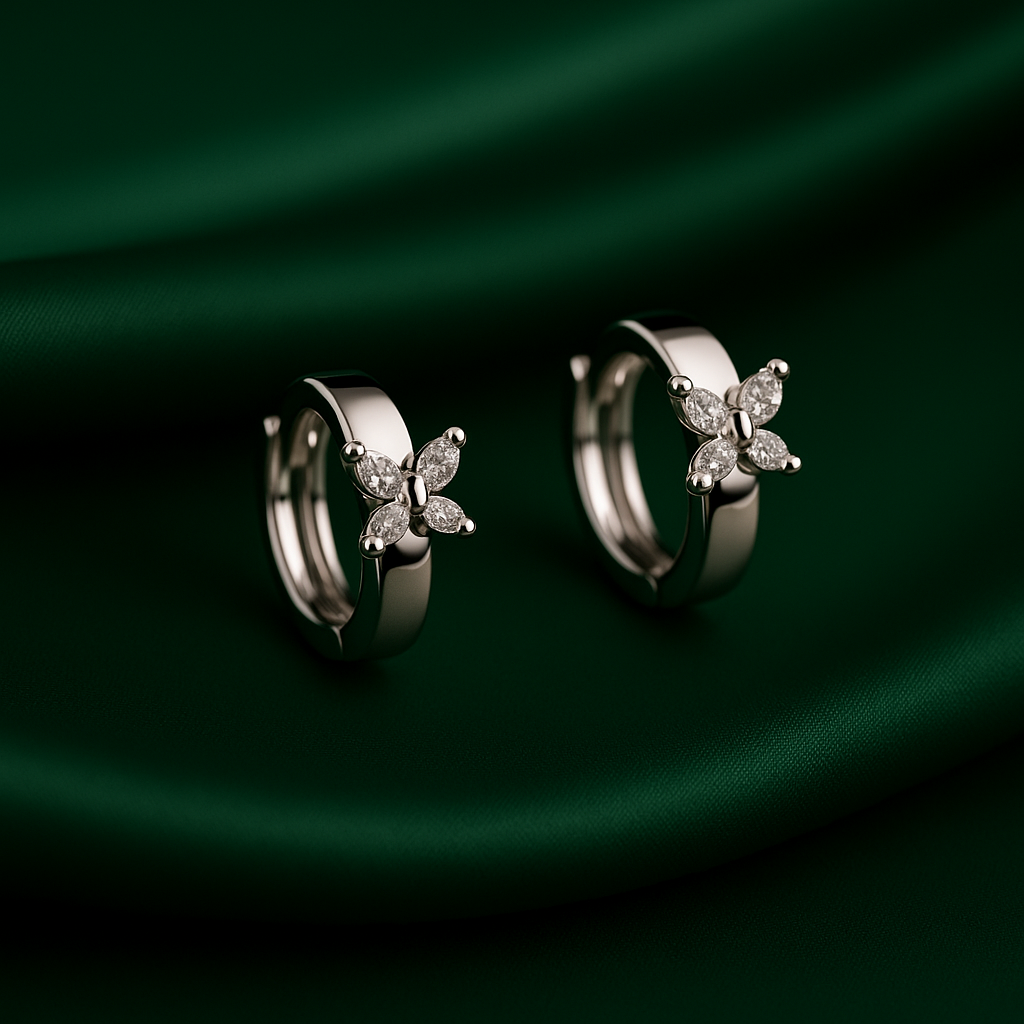 Butterfly Crystal Huggie Earrings | Korean Designer Jewellery