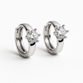 Classic Solitaire Crystal Huggie Earrings | Korean Designer Jewellery