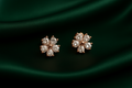 Floral Crystal Stud Earrings in Rose Gold | Korean Designer Jewellery