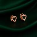 Crystal Heart Huggy Earrings in Rose Gold | Korean Designer Jewellery