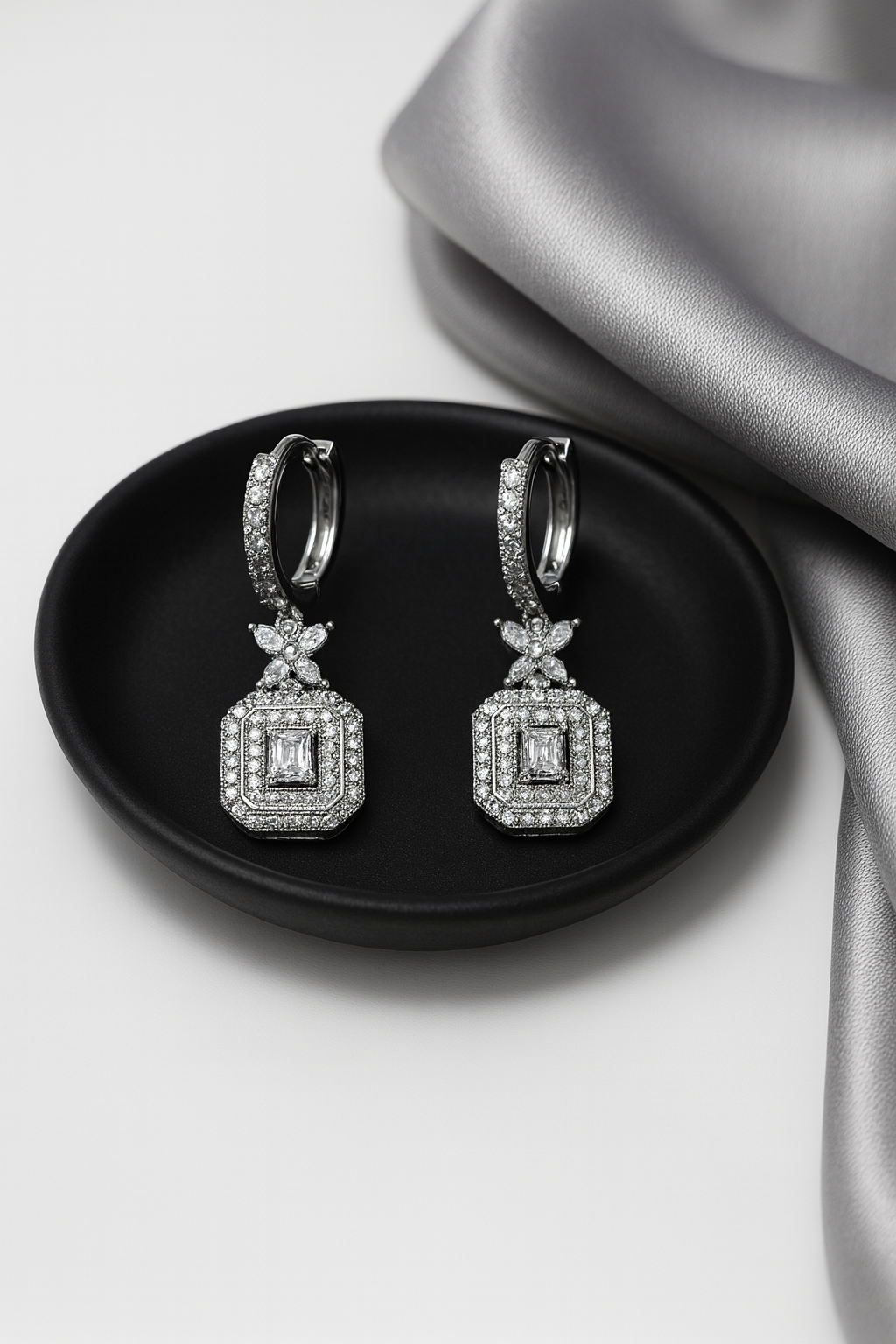 Vintage-Inspired Emerald Cut Drop Earrings | Anti Tarnish | Stainless Steel