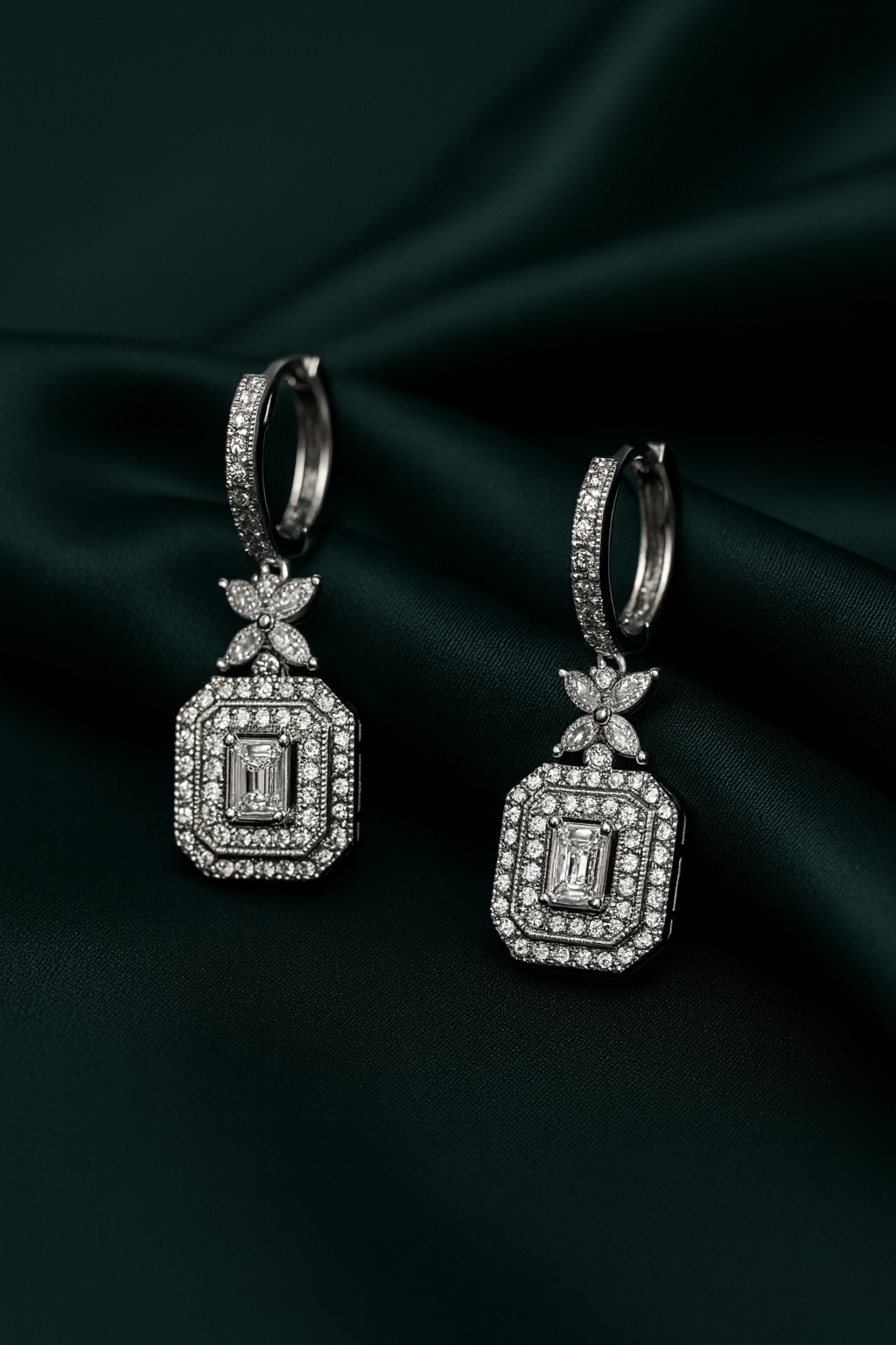 Vintage-Inspired Emerald Cut Drop Earrings | Anti Tarnish | Stainless Steel