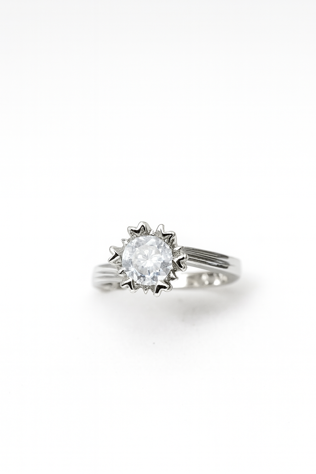 Sunburst Crystal Solitaire Ring | Anti Tarnish | Stainless Steel