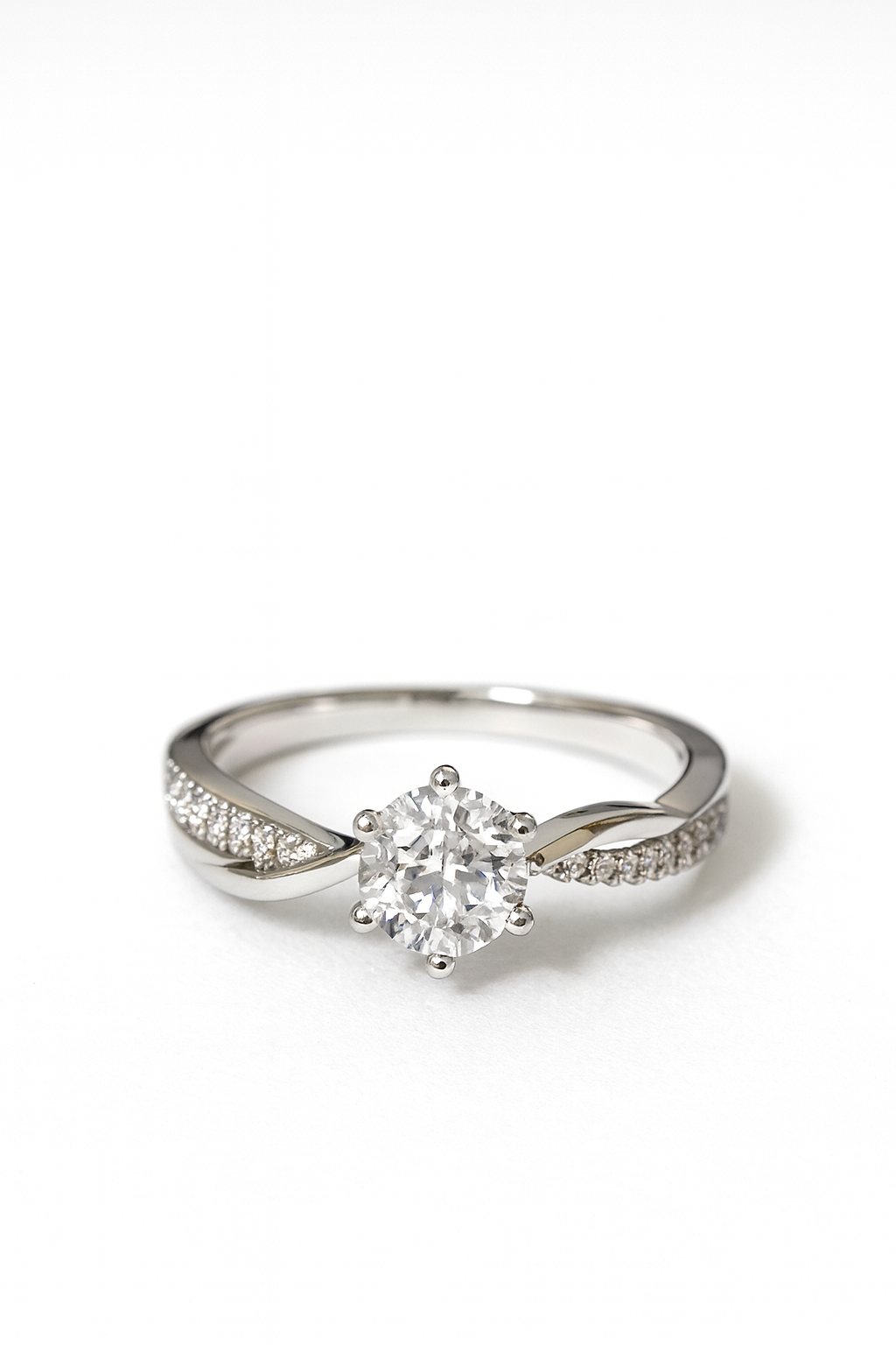 Classic Solitaire Round-Cut Ring with Crystal-Studded Band | Anti Tarnish | Stainless Steel